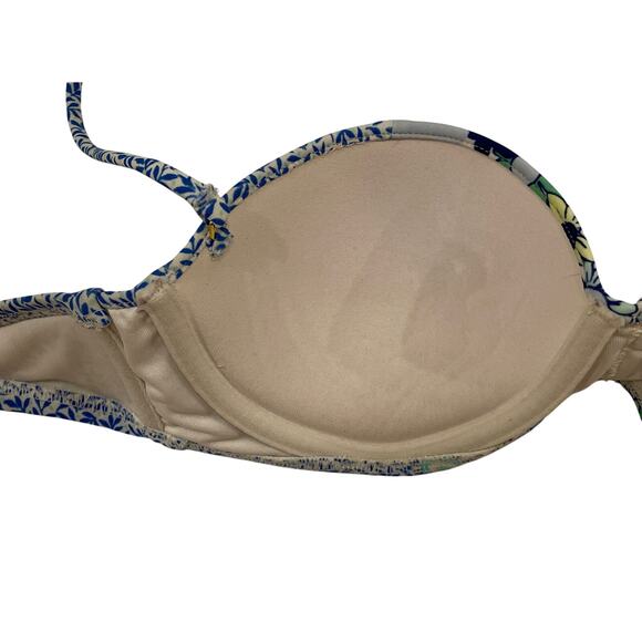 Victoria Victoria's Secret Blue Floral Halter Swimsuit Bikini Top Size 34 B EUC - Picture 8 of 12